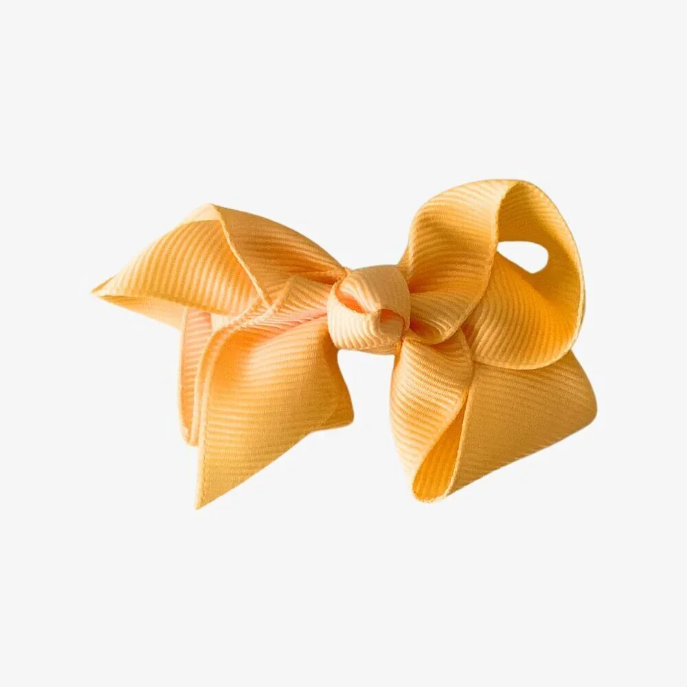 Set of 2 Pretty Girls Hair Bows Grosgrain Ribbon Clips Hair Accessories Yellow